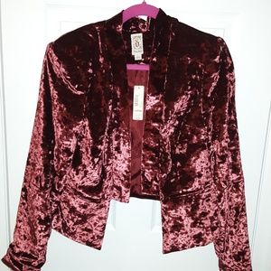 COPY - Burgundy crushed velvet Decree blazer, Lar…